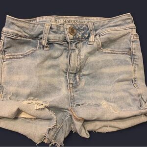 American Eagle Outfitters Distressed Light Blue Jean Shorts